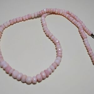 925 Silver Pink Opal Beaded Necklace